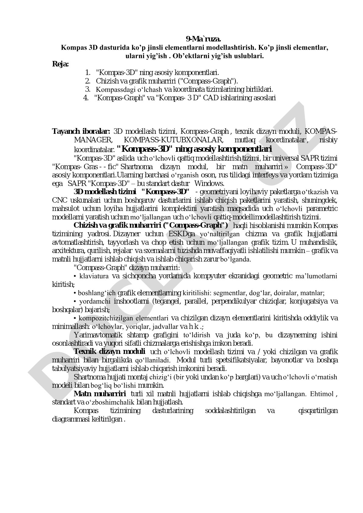 Kompas 3D dasturida ko’p jinsli elementlarni modellashtirish