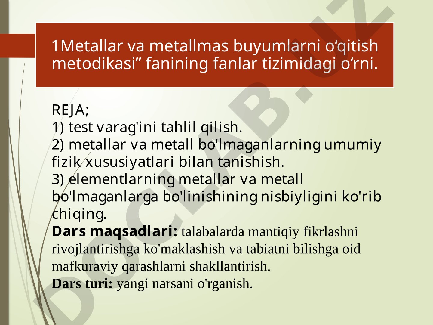 Metallar va metall bo'lmaganlarning fizik xususiyatlari
