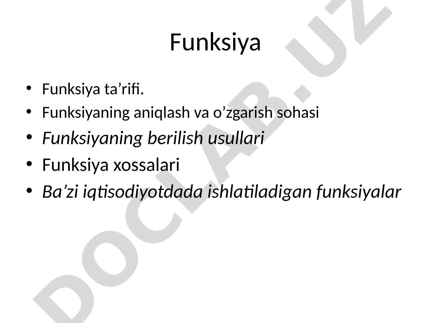 Funksiya va uning iqtisodiyotdagi qo'llanilishi
