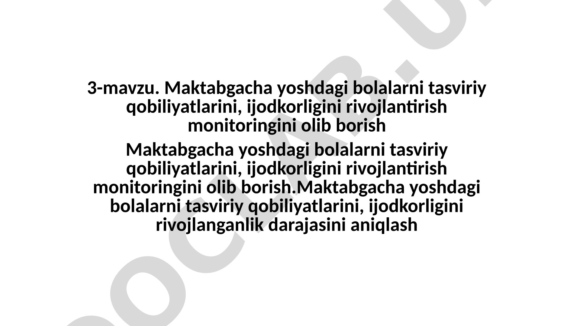 Maktabgacha yoshdagi bolalarni tasviriy qobiliyatlarini, ijodkorligini rivojlantirish monitoringini olib borish