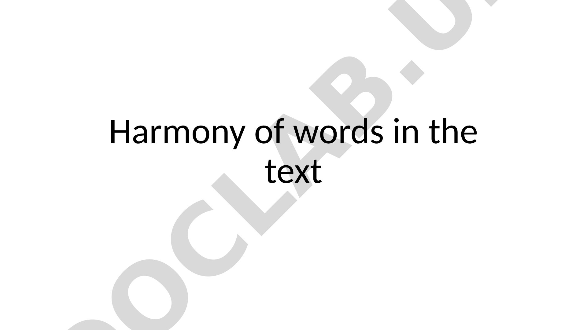Harmony of words in the text