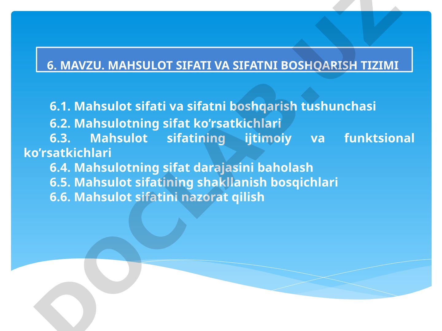 Mahsulot sifati va sifatni boshqarish tizimi