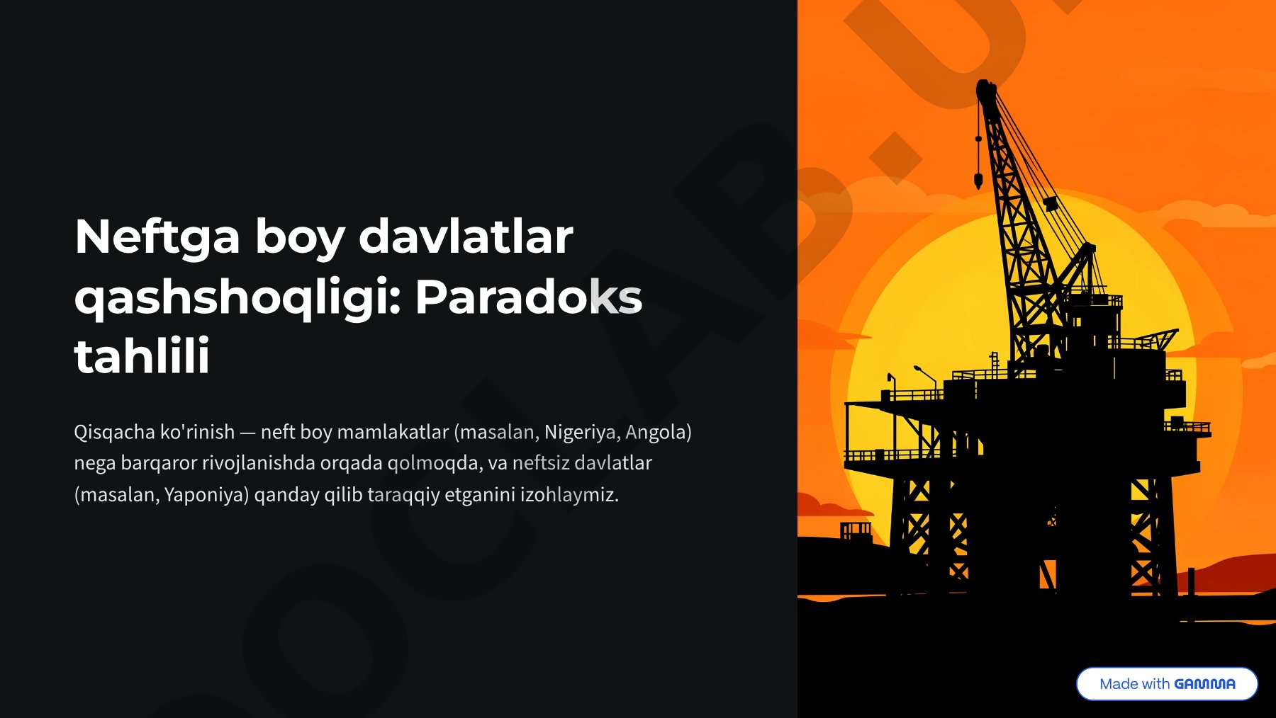 Neftga boy davlatlar qashshoqligi: Paradoks tahlili