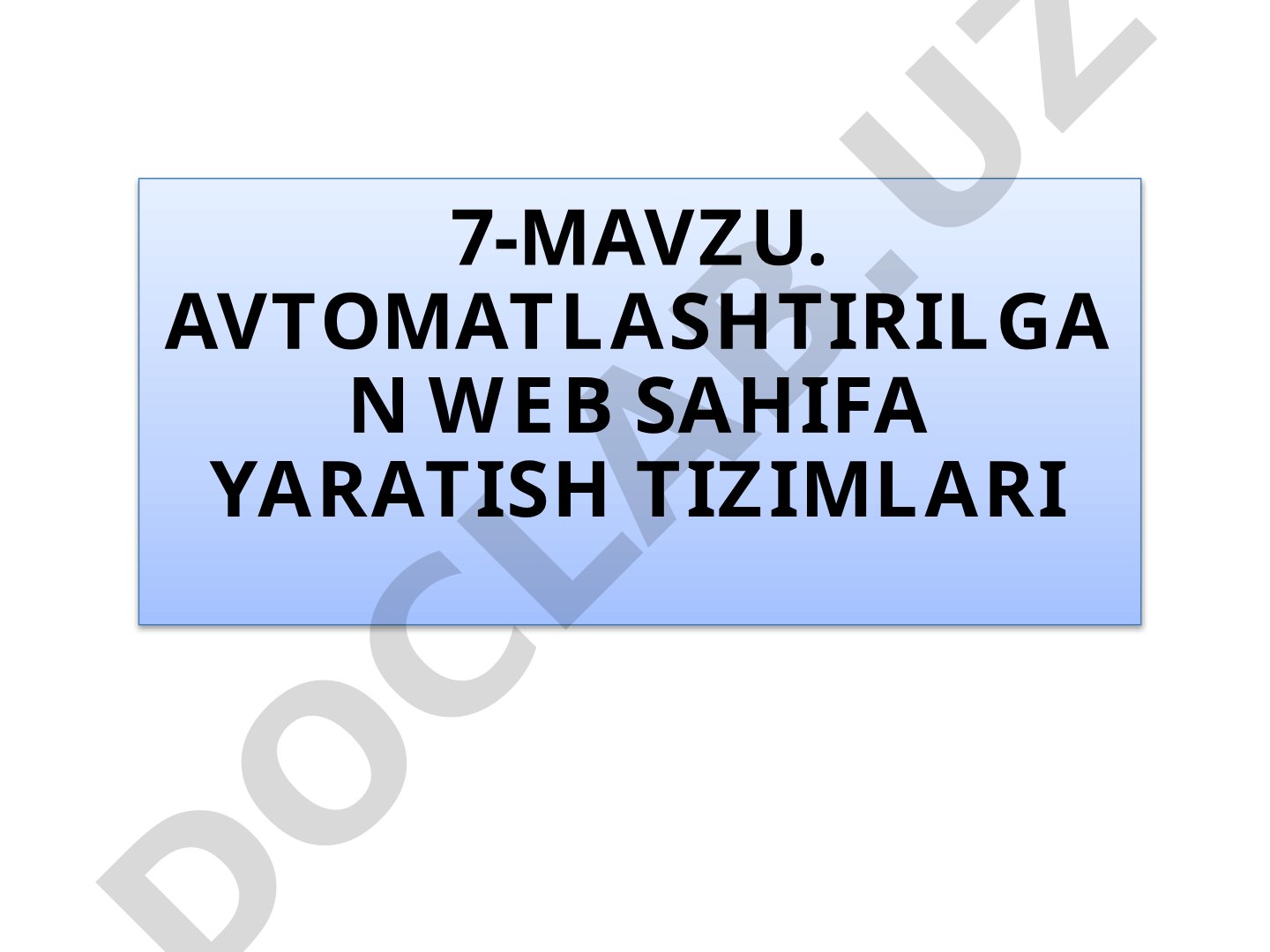 Avtomatlashtirilgan web sahifa yaratish tizimlari