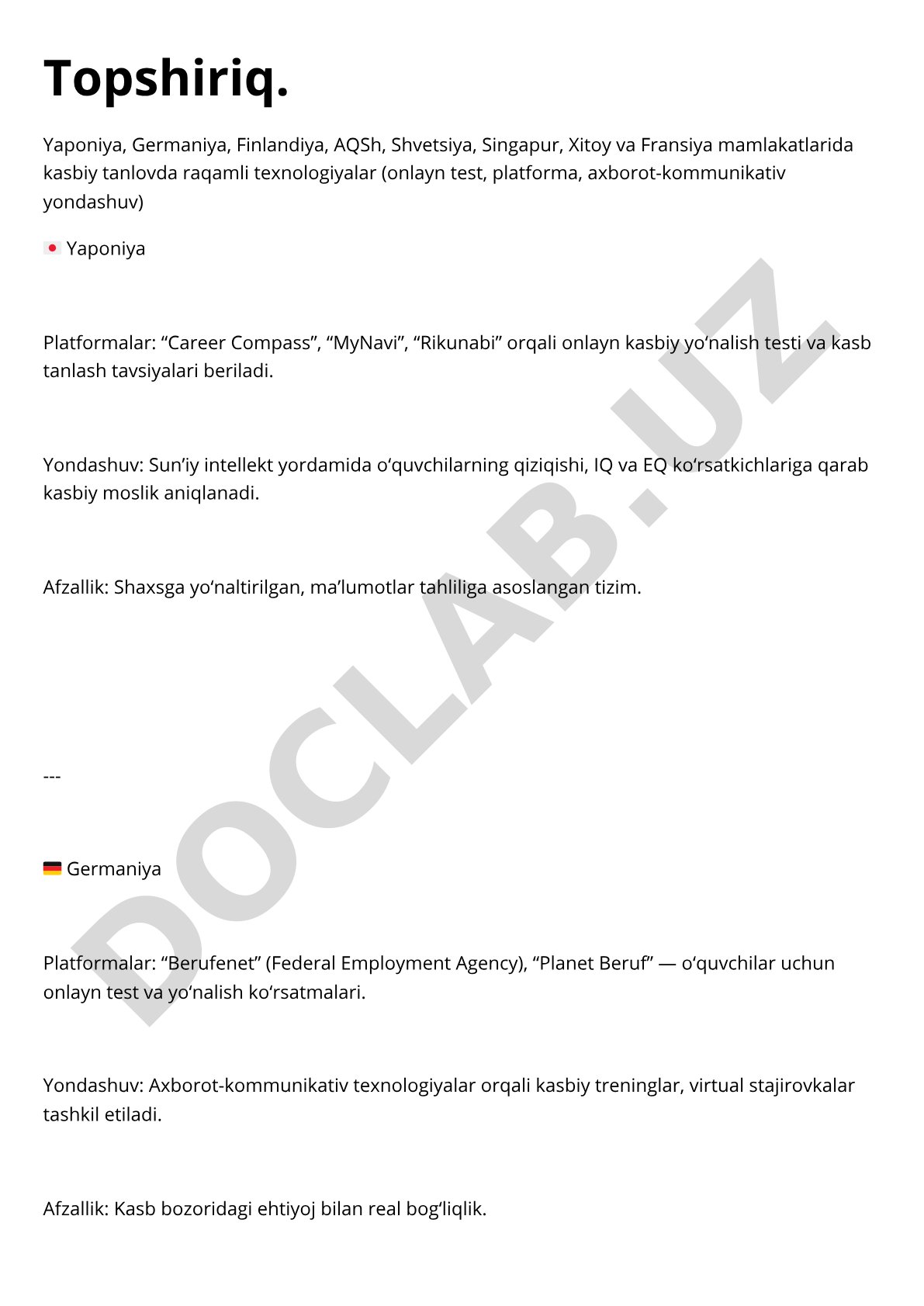 Kasbiy tanlovda raqamli texnologiyalar