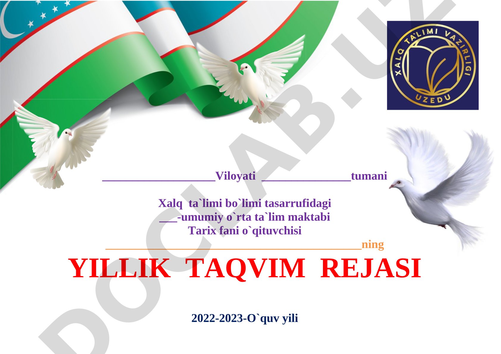 Tarixdan hikoyalar fanidan 5-sinf yillik taqvim rejasi