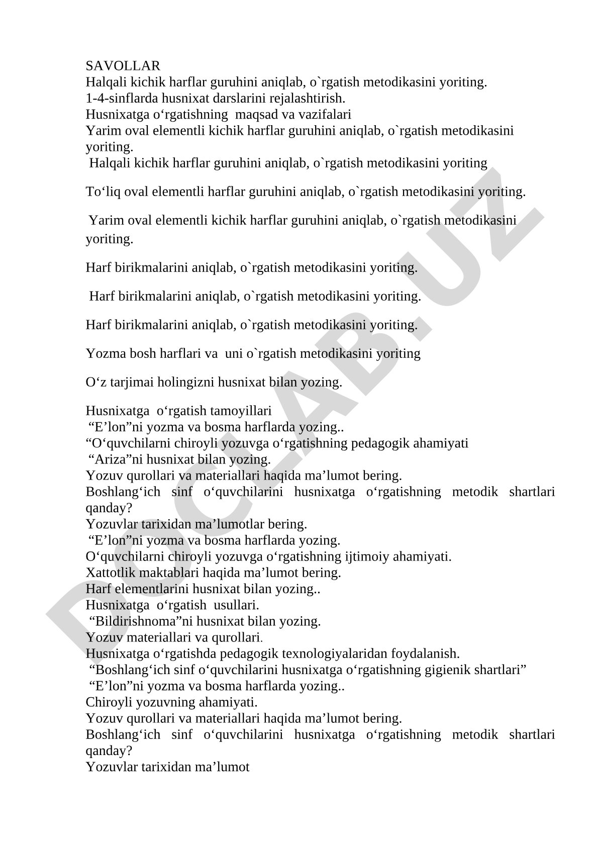 Husnixatga o'rgatish metodikasi