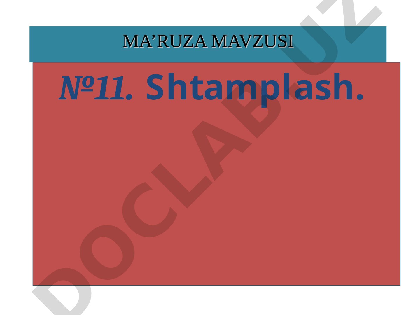 Metallarni bosim bilan ishlash sexlarida xavfsizlik texnikasi, list va hajmiy shtamplash