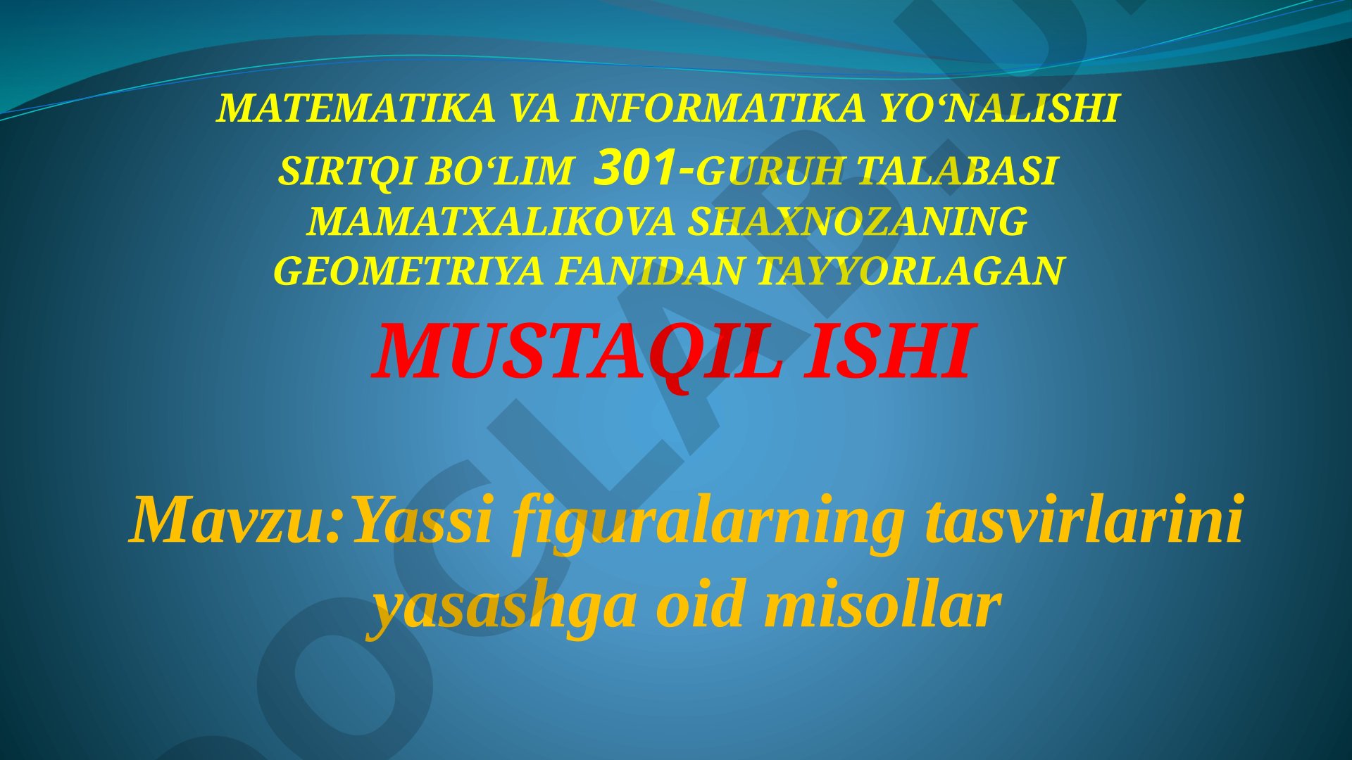 Yassi figuralarning tasvirlarini yasashga oid misollar