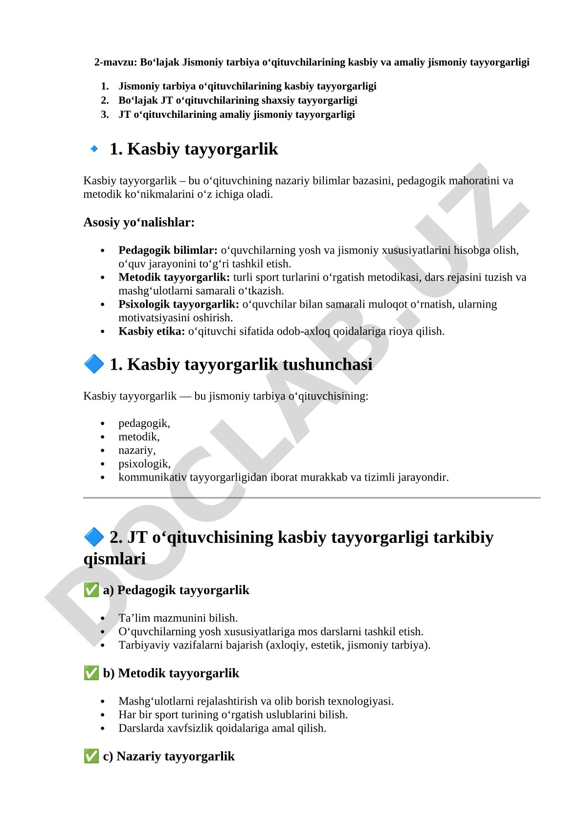 Bo'lajak Jismoniy tarbiya o'qituvchilarining kasbiy va amaliy jismoniy tayyorgarligi