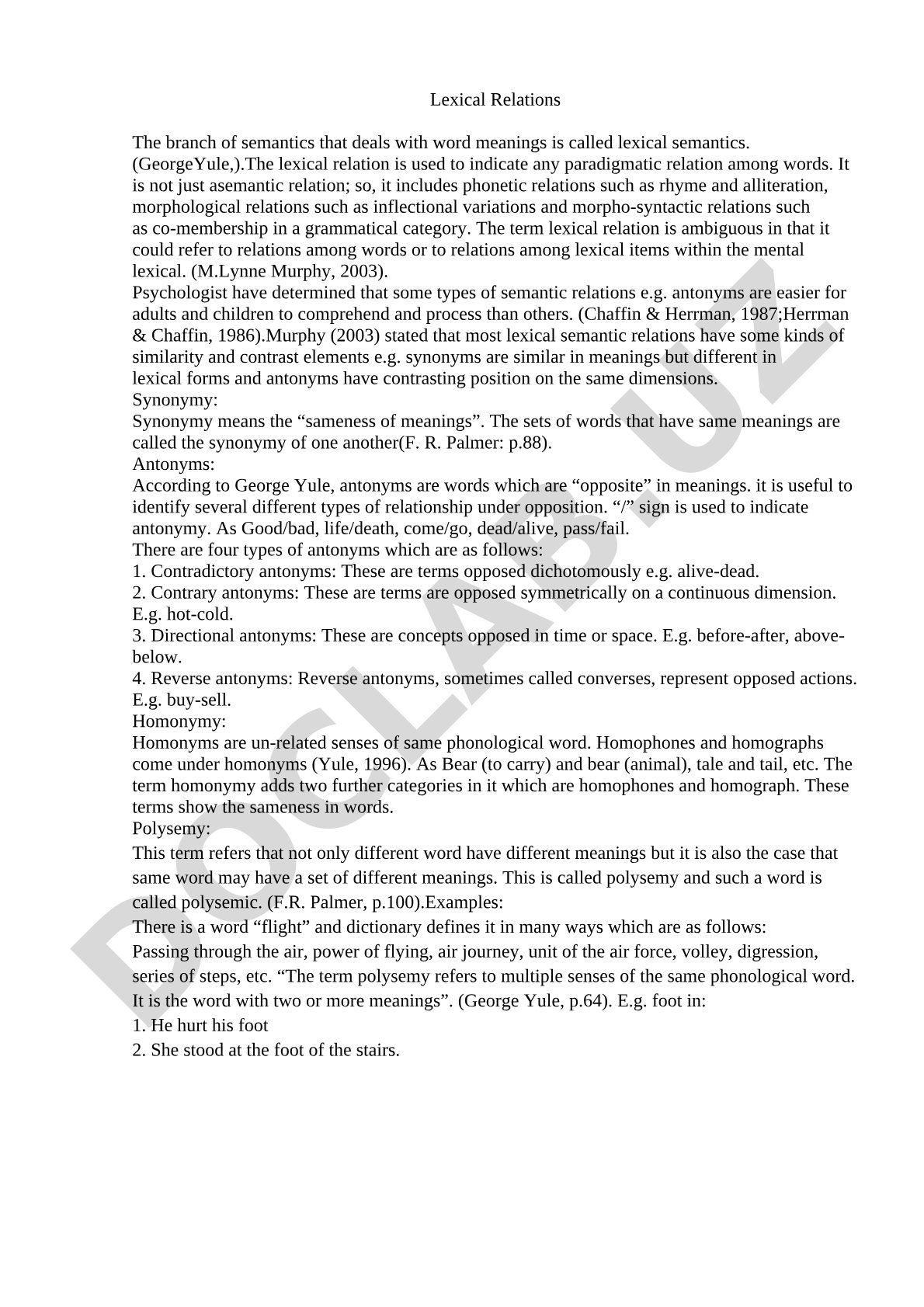 Lexical semantics branch dealing with word meanings and lexical relations