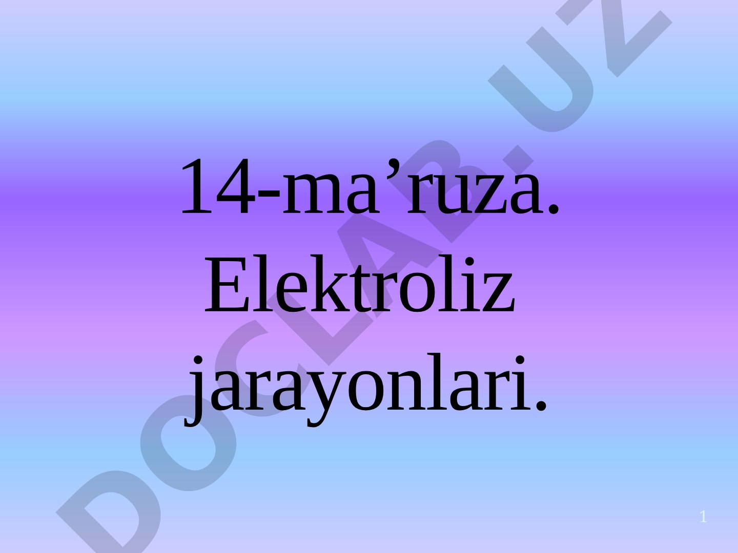 Elektroliz jarayonlari