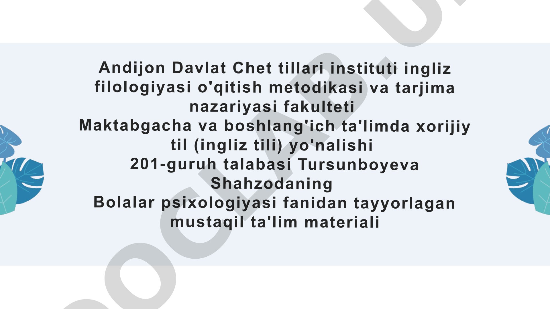 Maktabgacha yoshdagi bolalarning psixologik rivojlanish xususiyatlari