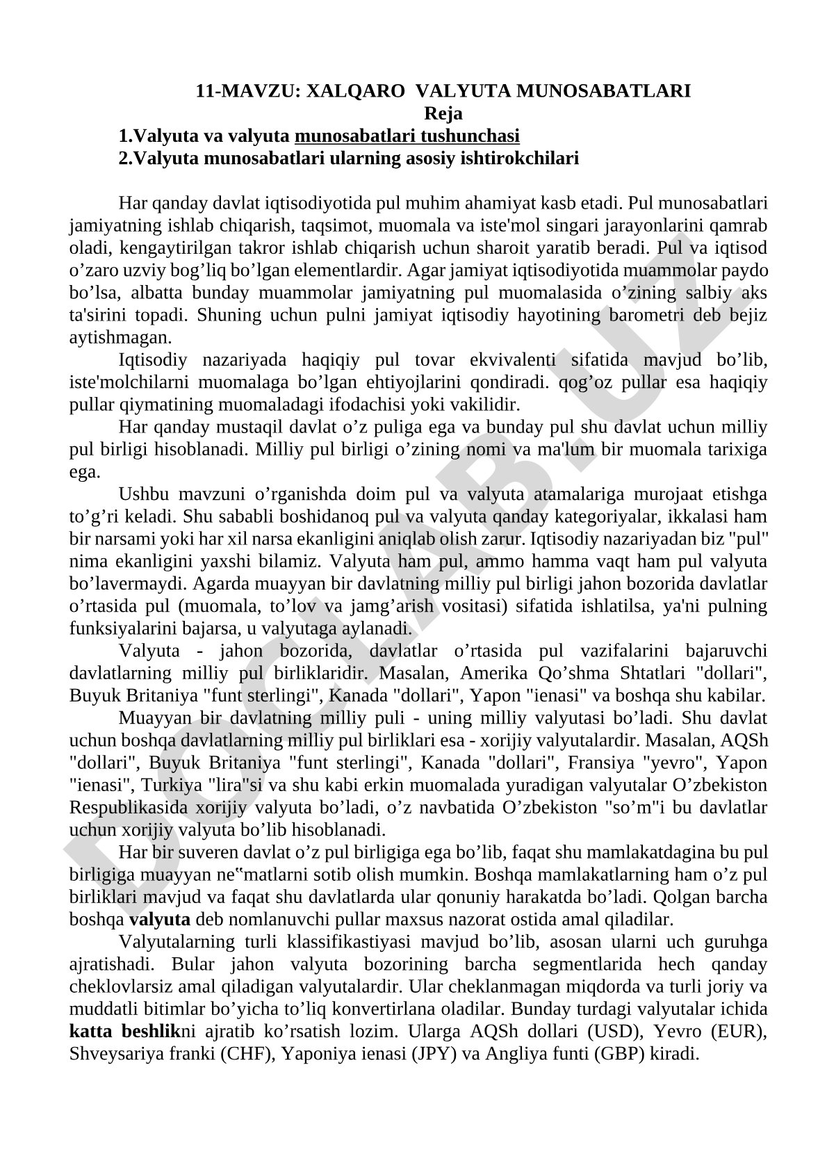 Xalqaro valyuta munosabatlari