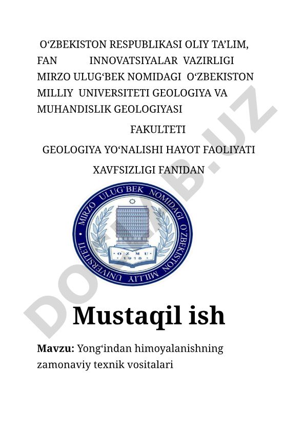 Yongʻindan himoyalanishning zamonaviy texnik vositalari
