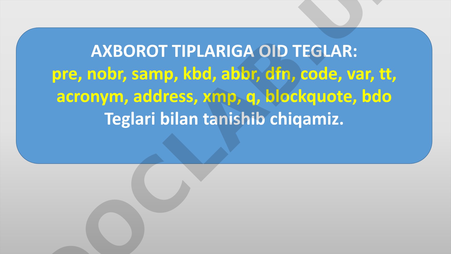 AXBOROT TIPLARIGA OID TEGLAR