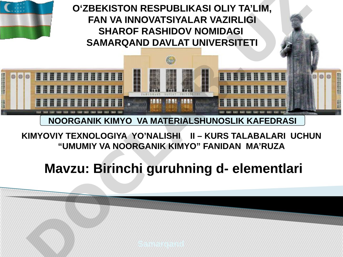 Birinchi guruhning d- elementlari