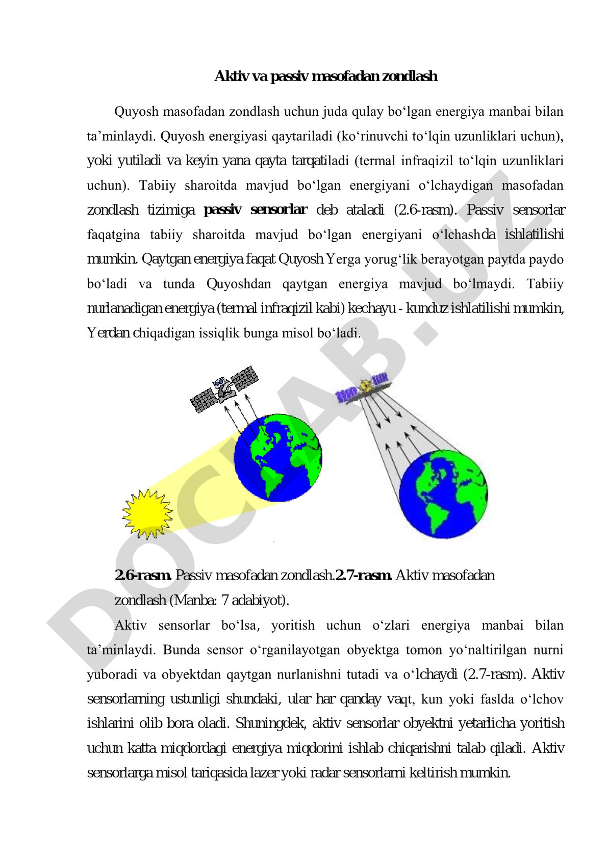 Aktiv va passiv masofadan zondlash
