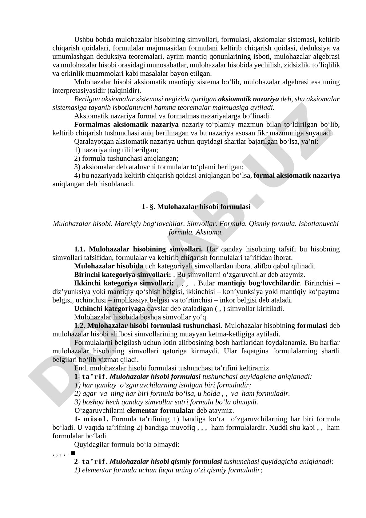 Mulohazalar hisobi aksiomatik sistemasi