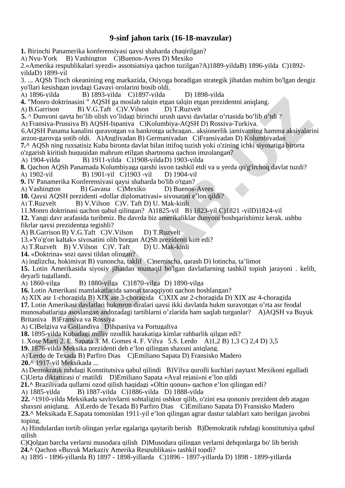9-sinf jahon tarix (16-18-mavzular)
