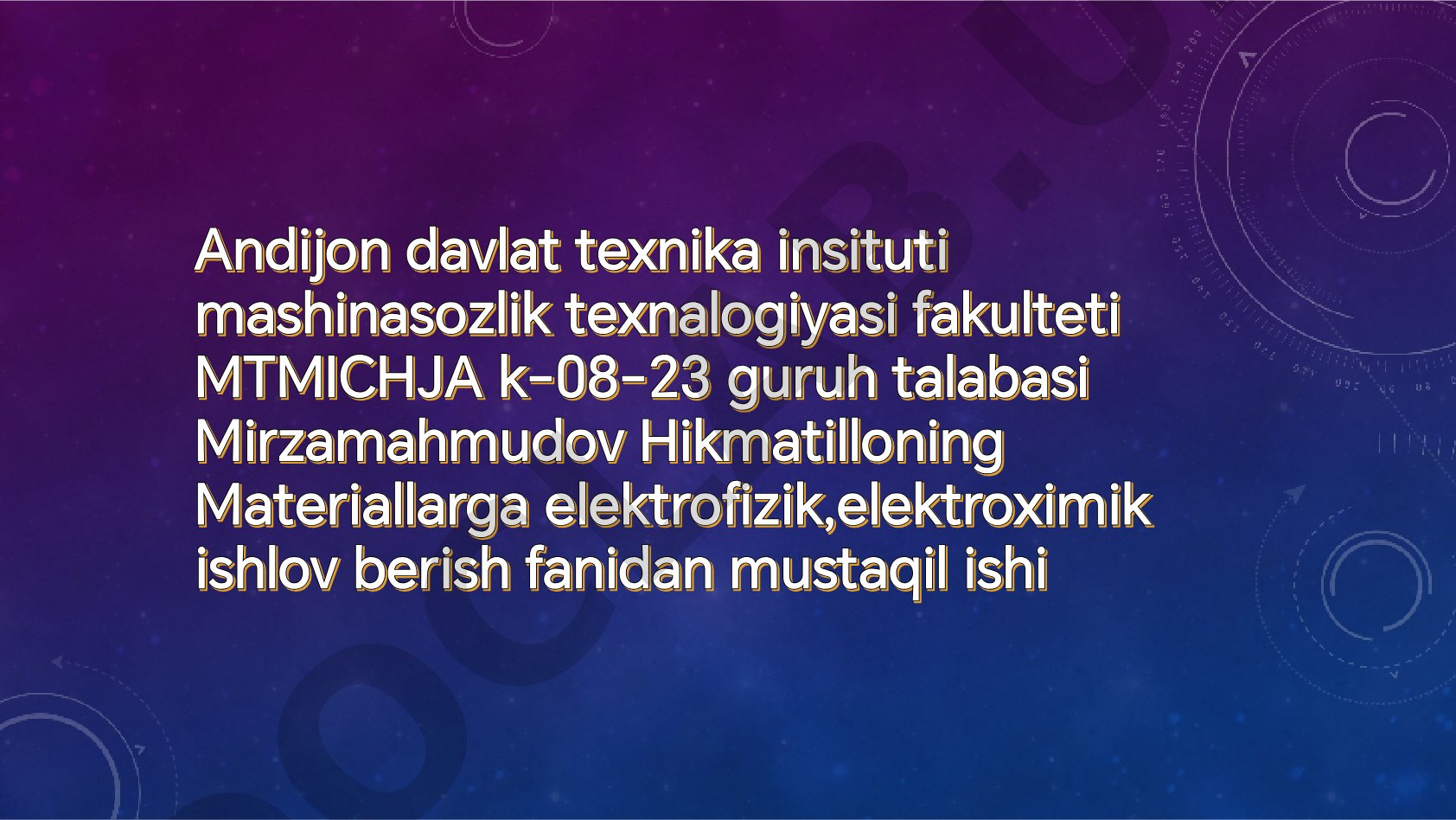 Metallarga ishlov berishning elektr kimyoviy usullari