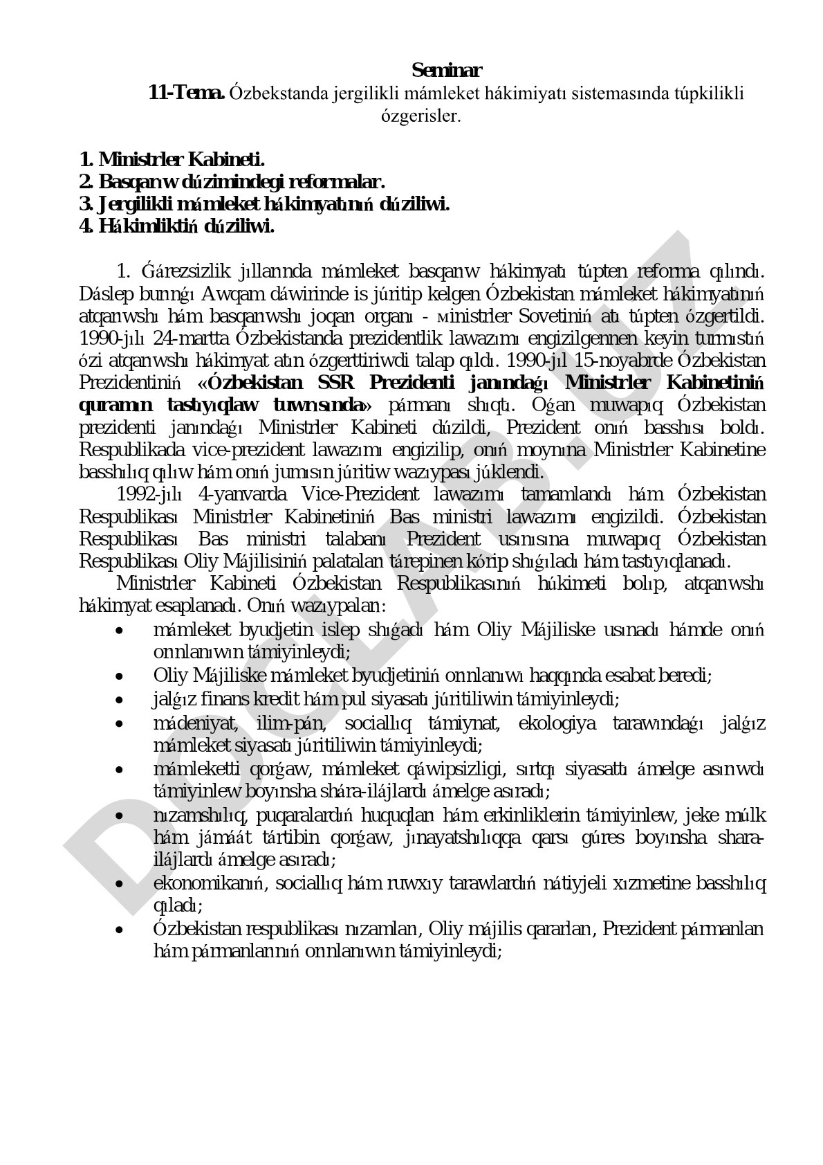 Ózbekstanda jergilikli mámleket hákimiyatı sistemasında túpkilikli ózgerisler