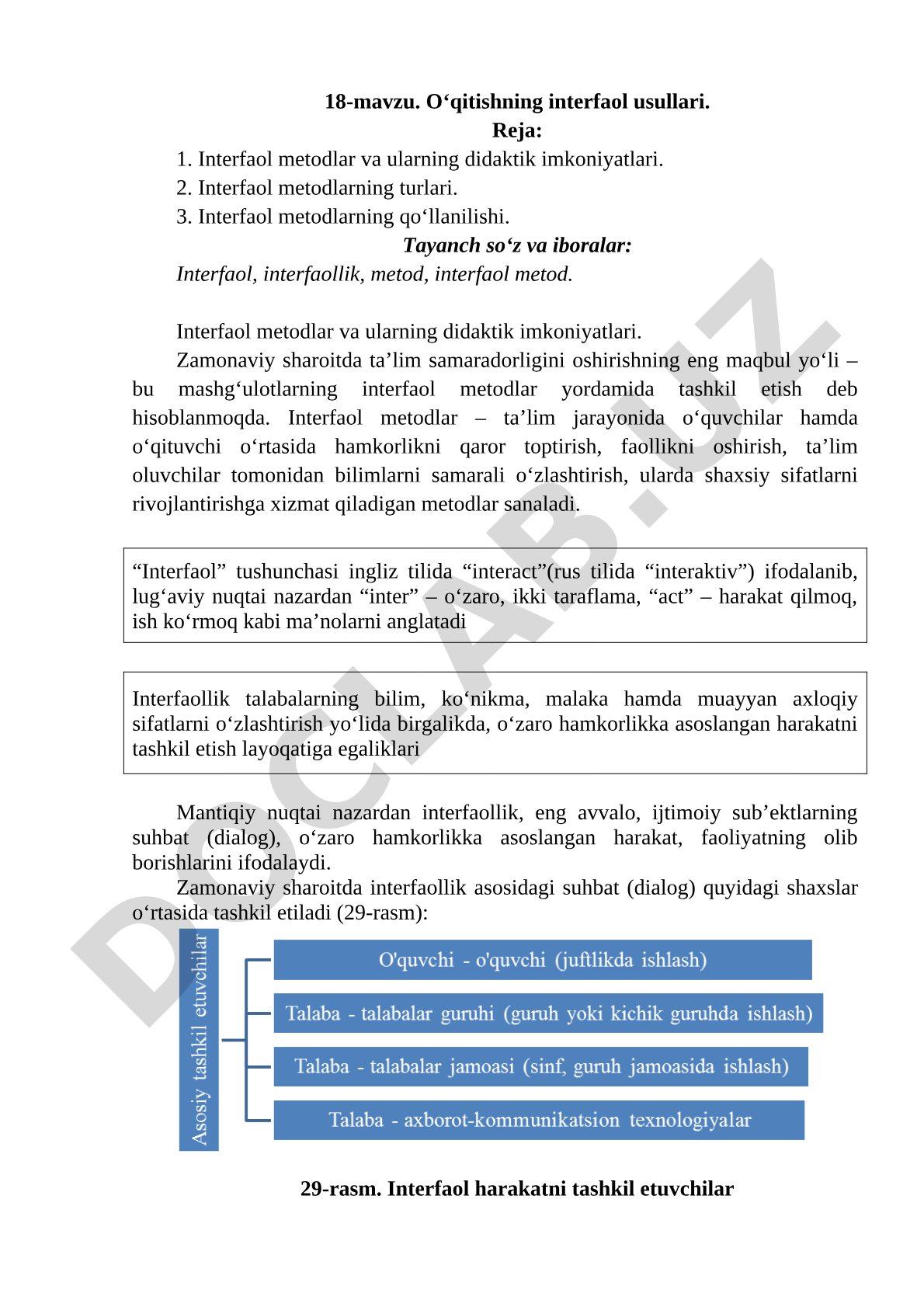 O‘qitishning interfaol usullari