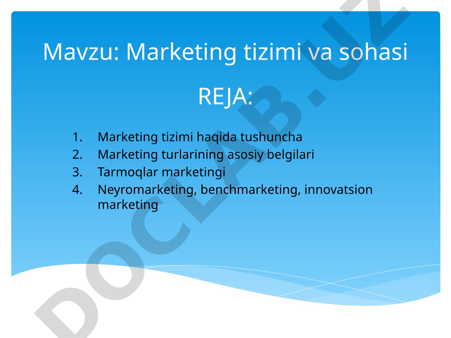 Marketing tizimi va sohasi