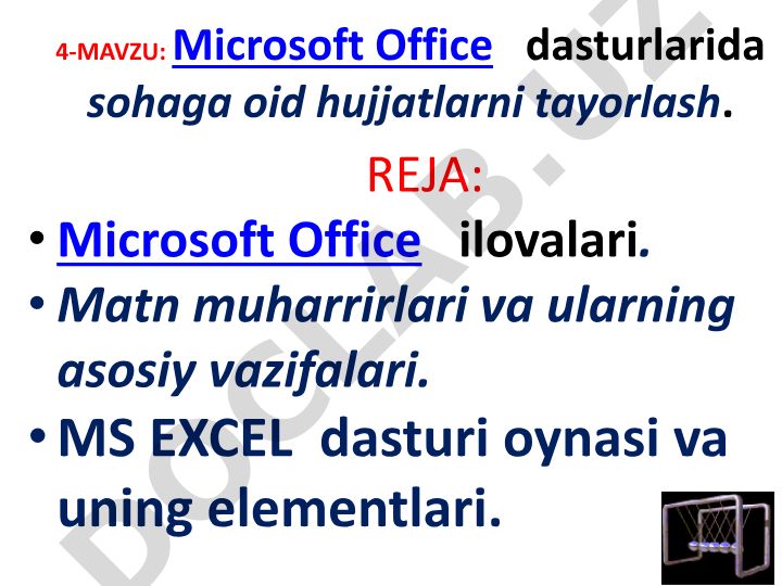 Microsoft Office dasturlarida sohaga oid hujjatlarni tayorlash