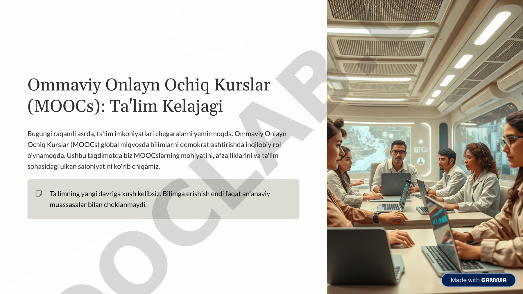 Ommaviy Onlayn Ochiq Kurslar (MOOCs): Ta'lim Kelajagi