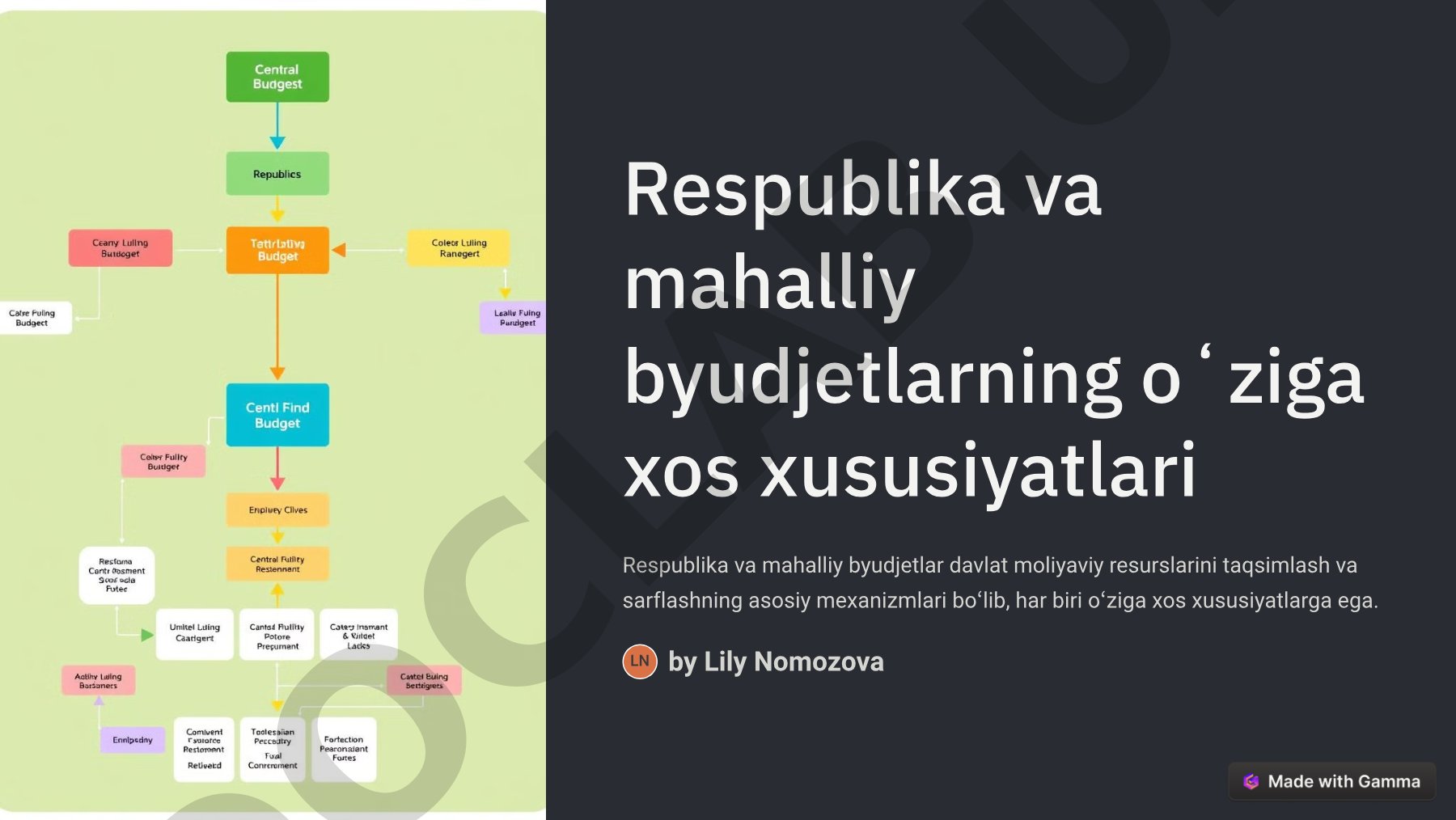 Respublika va mahalliy byudjetlarning o'ziga xos xususiyatlari
