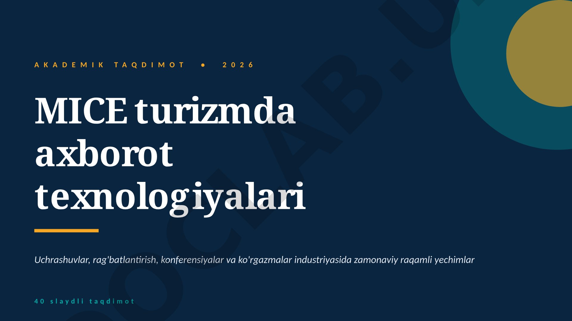 MICE turizmda axborot texnologiyalari