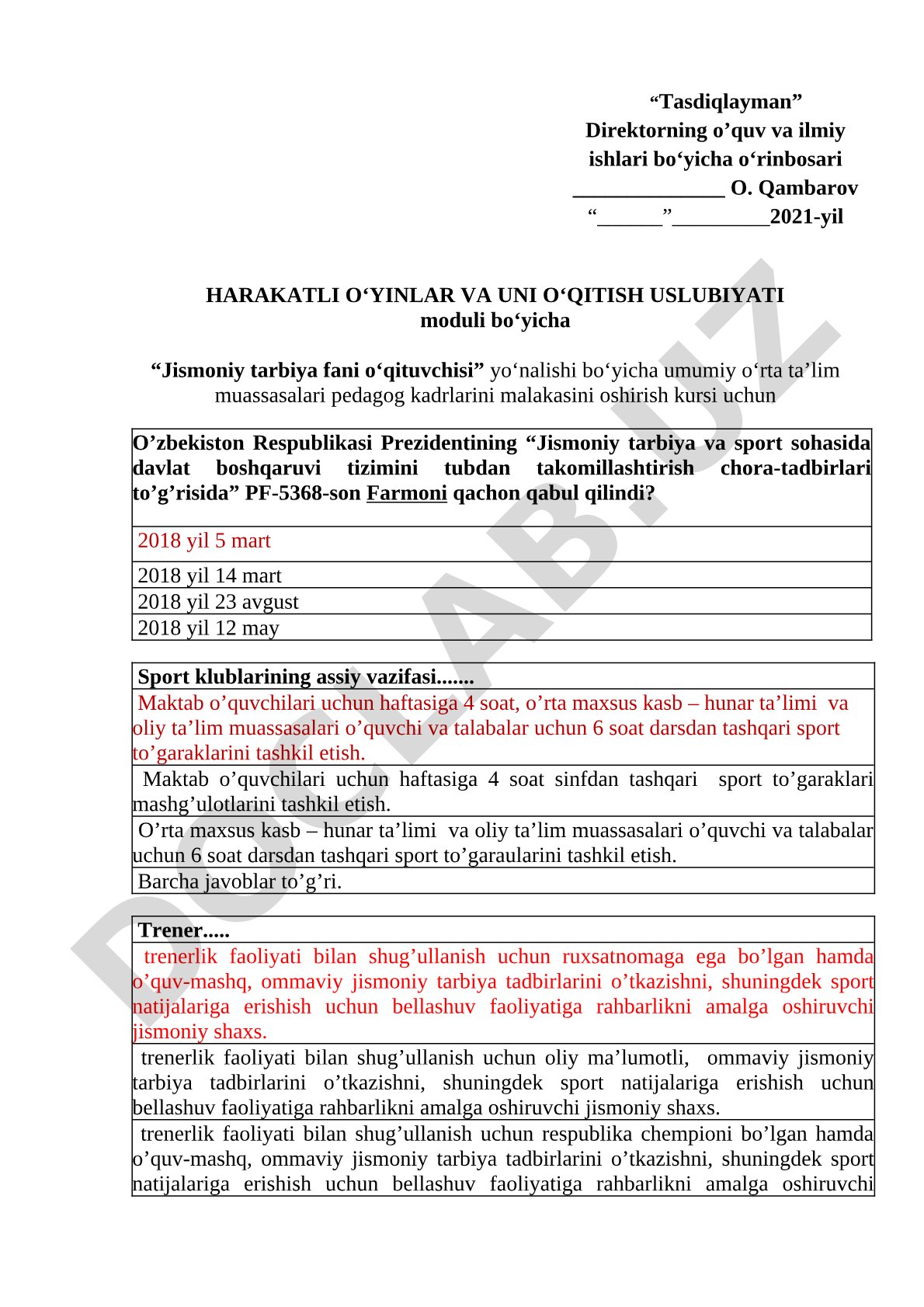 Harakatli o'yinlar va uni o'qitish uslubiyati