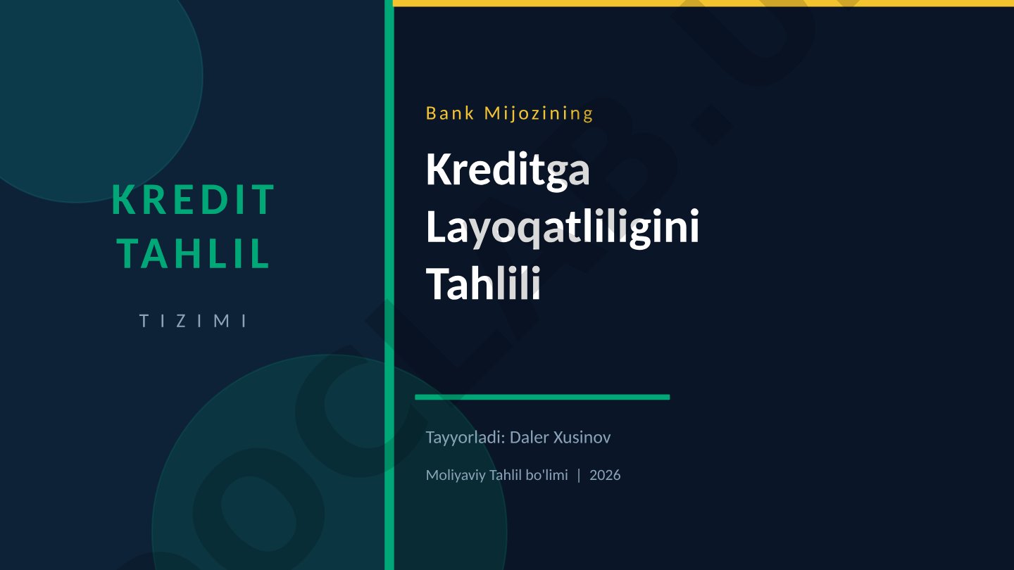 Bank mijozining kreditga layoqatliligini tahlil qilish