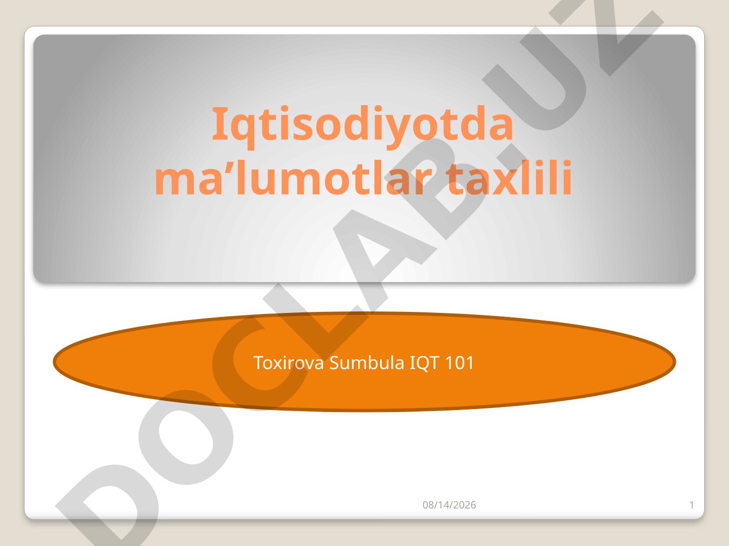 Iqtisodiyotda ma’lumotlar taxlili