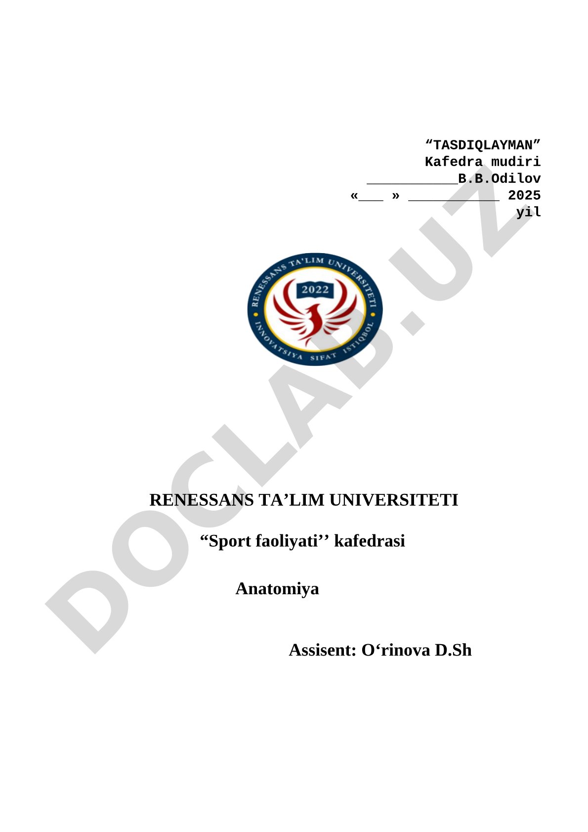 Anatomiya fanidan test savollari
