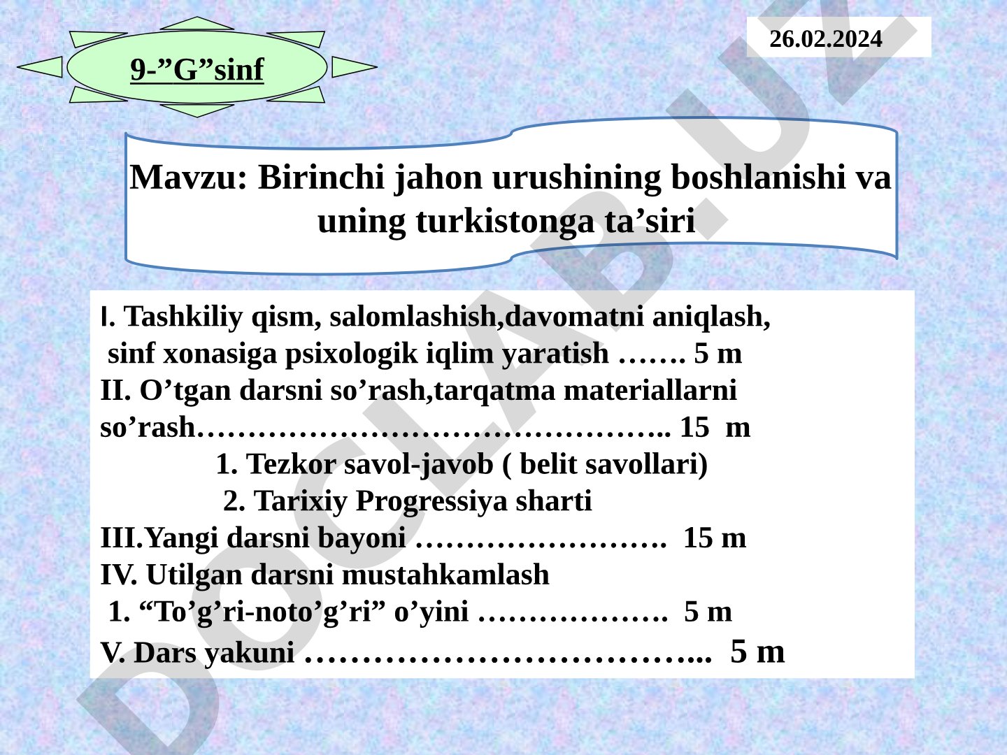 Birinchi jahon urushining boshlanishi va uning turkistonga ta’siri