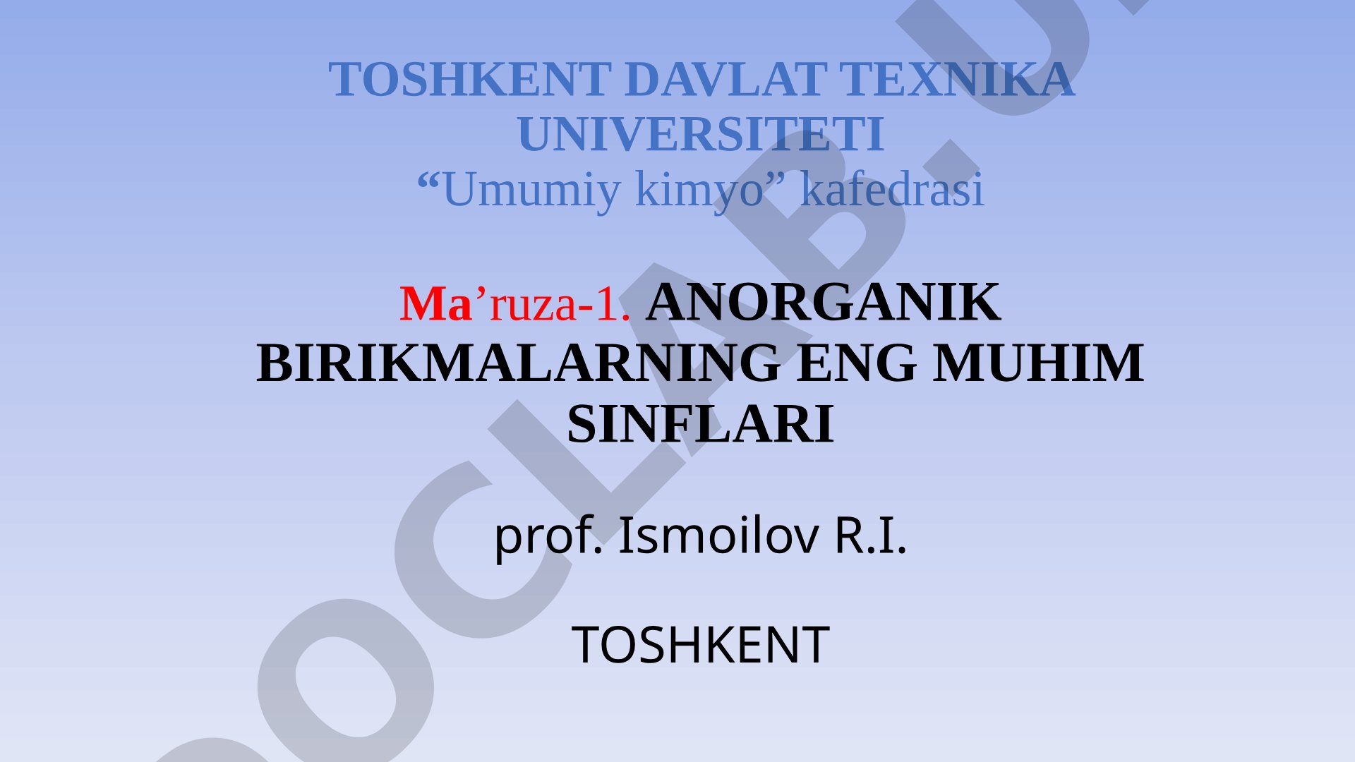 Anorganik birikmalarning eng muhim sinflari