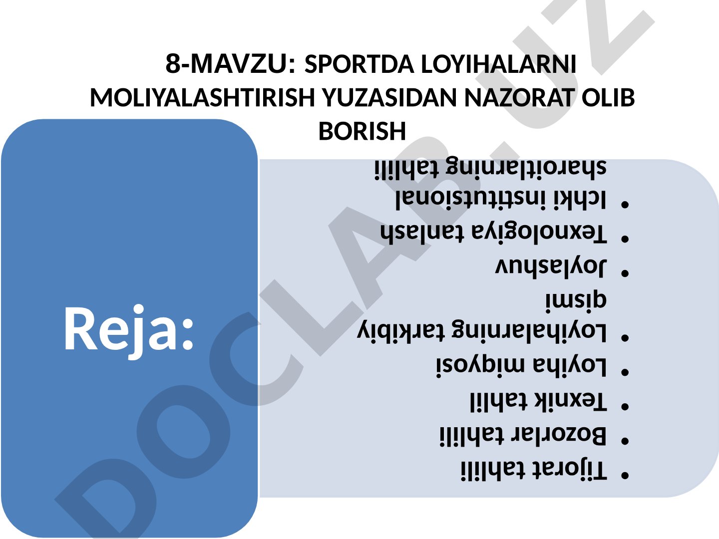 Sportda loyihalarni moliyalashtirish yuzasidan nazorat olib borish