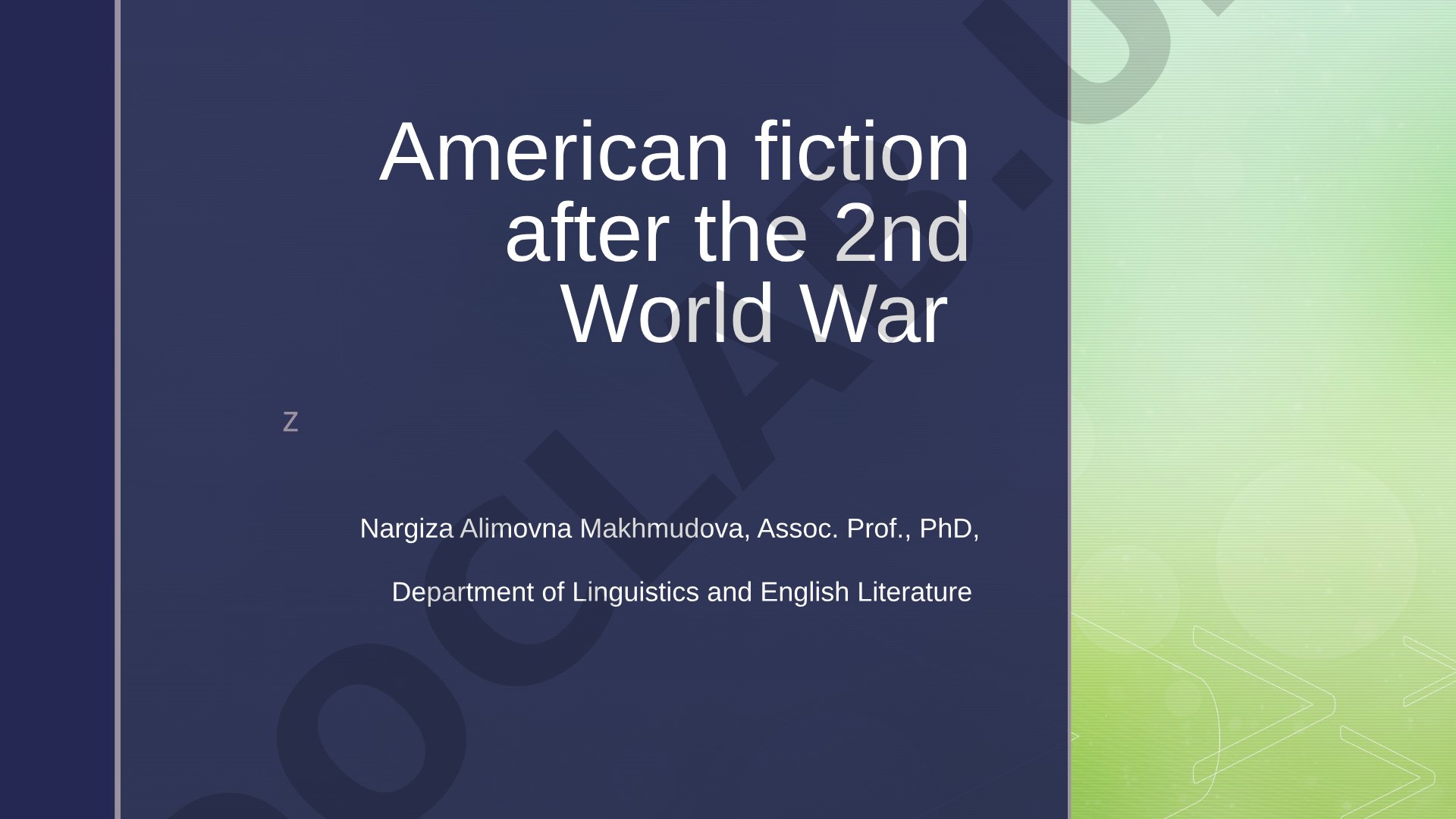 American fiction after the 2nd World War