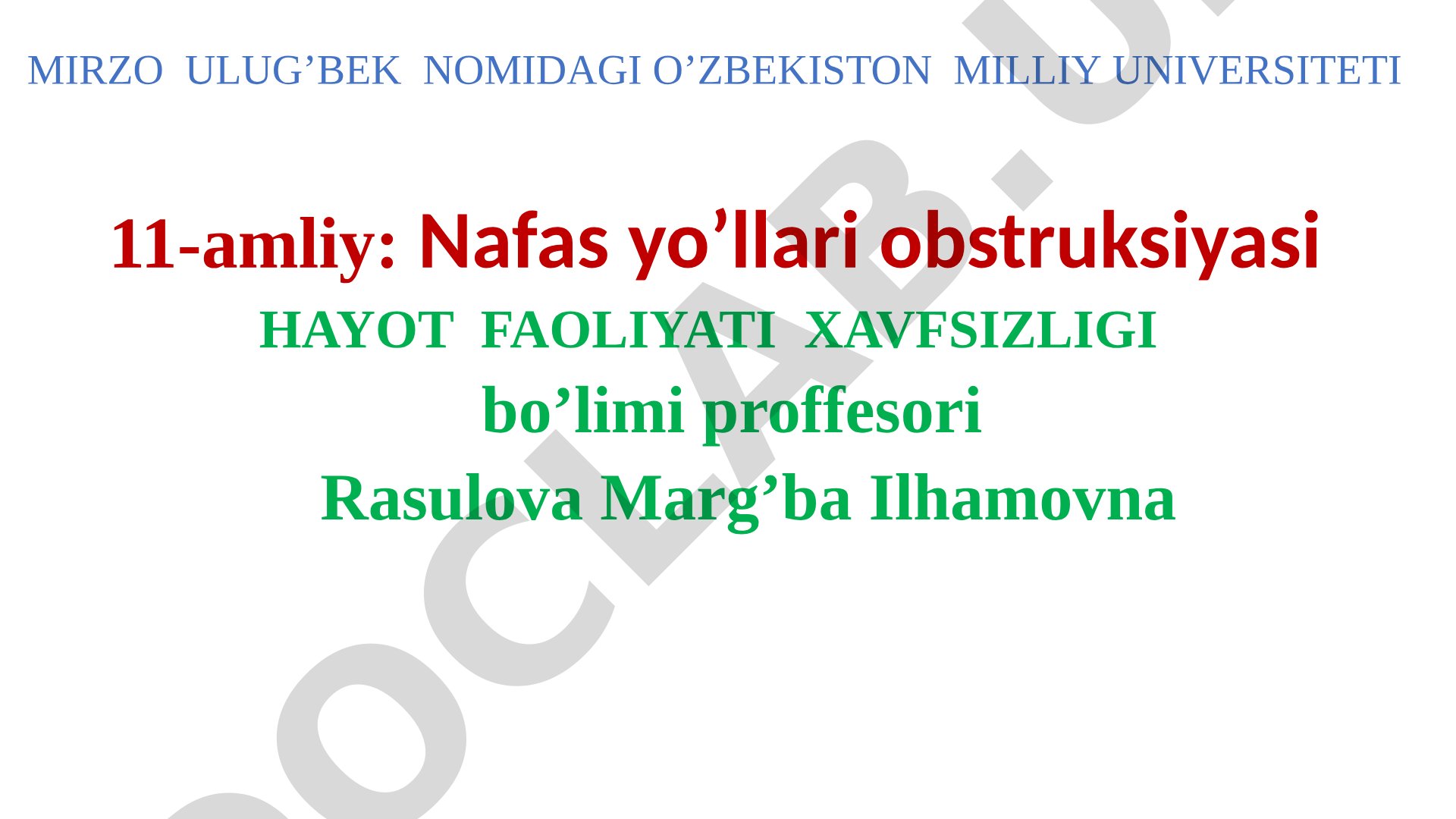 Nafas yo'llari obstruksiyasi sabablari, belgilari va yordam ko'rsatish usullari