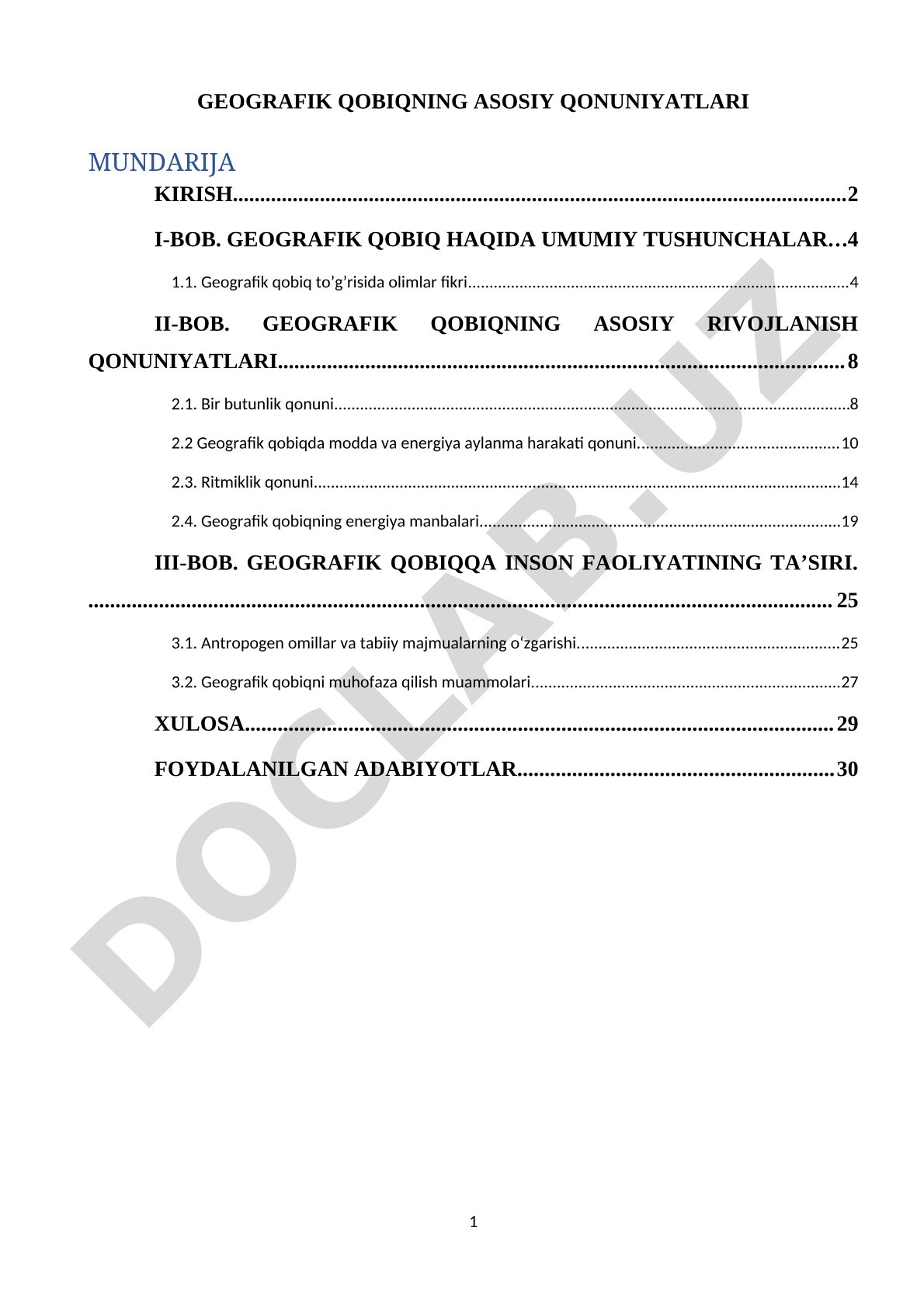 Geografik qobiqning asosiy qonuniyatlari