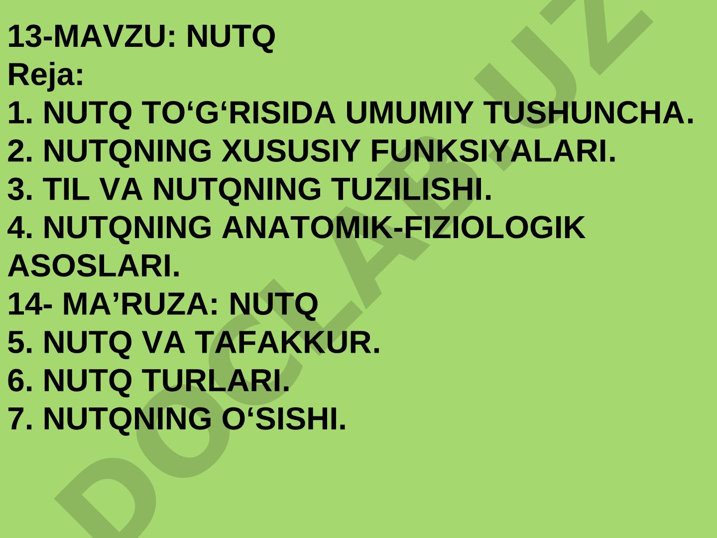 Nutq to'g'risida umumiy tushuncha va uning xususiyatlari