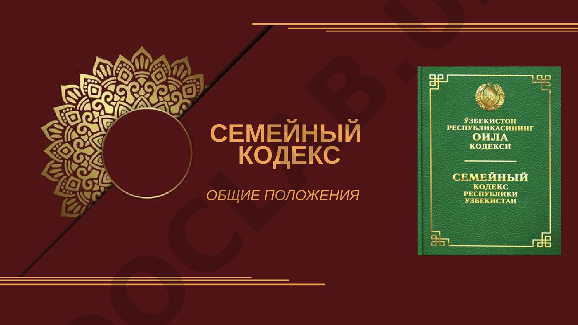 Общие положения Семейного кодекса