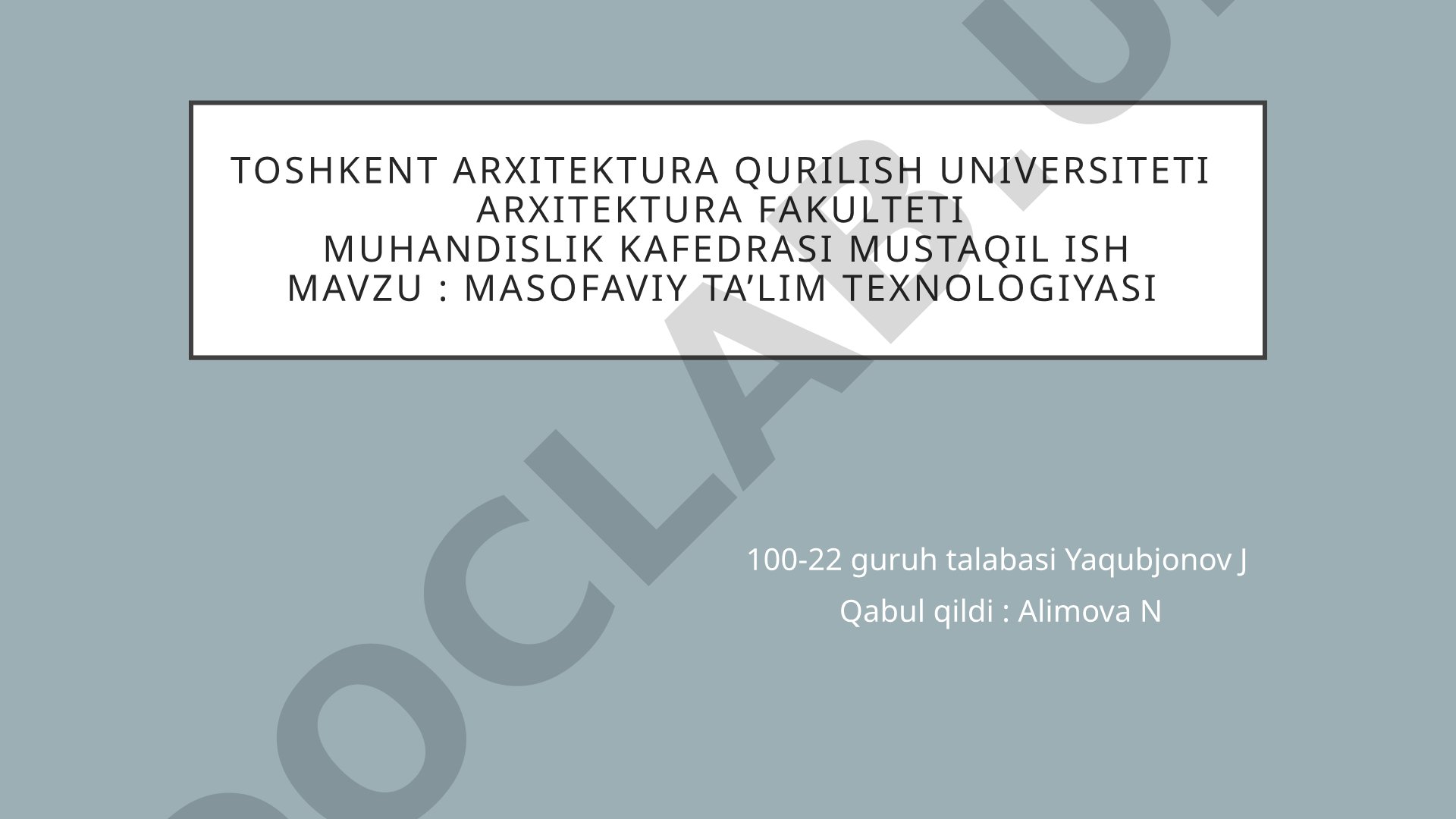Masofaviy ta'lim tushunchasi, turlari, afzalliklari va istiqbollari haqida taqdimot