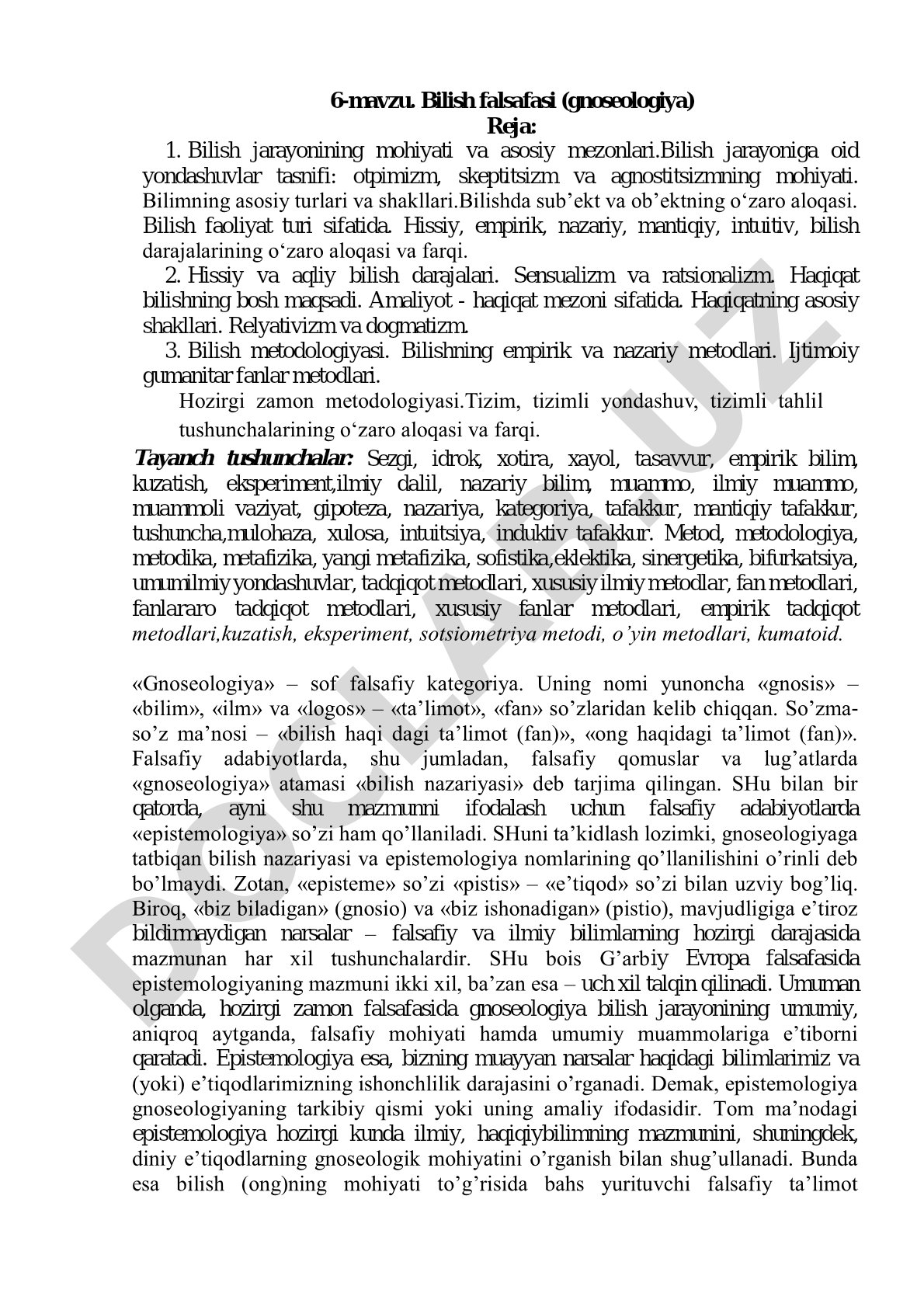 Bilish falsafasi (gnoseologiya)