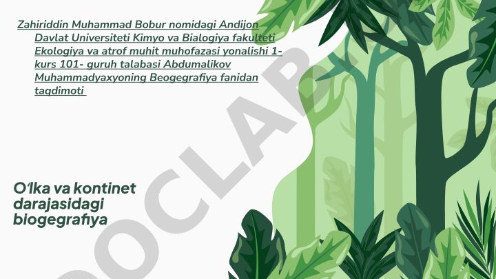 Oʻlka va kontinent darajasidagi biogeografiya