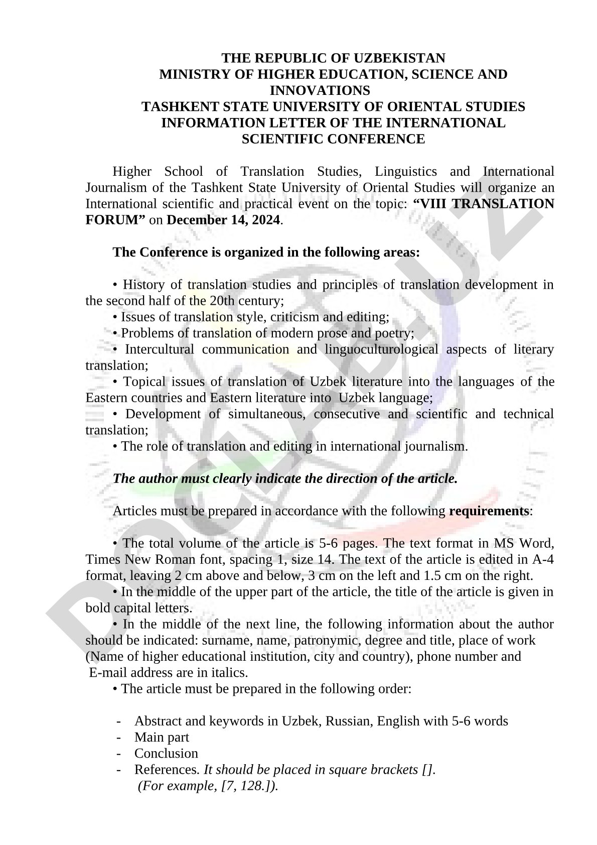 VIII TRANSLATION FORUM
