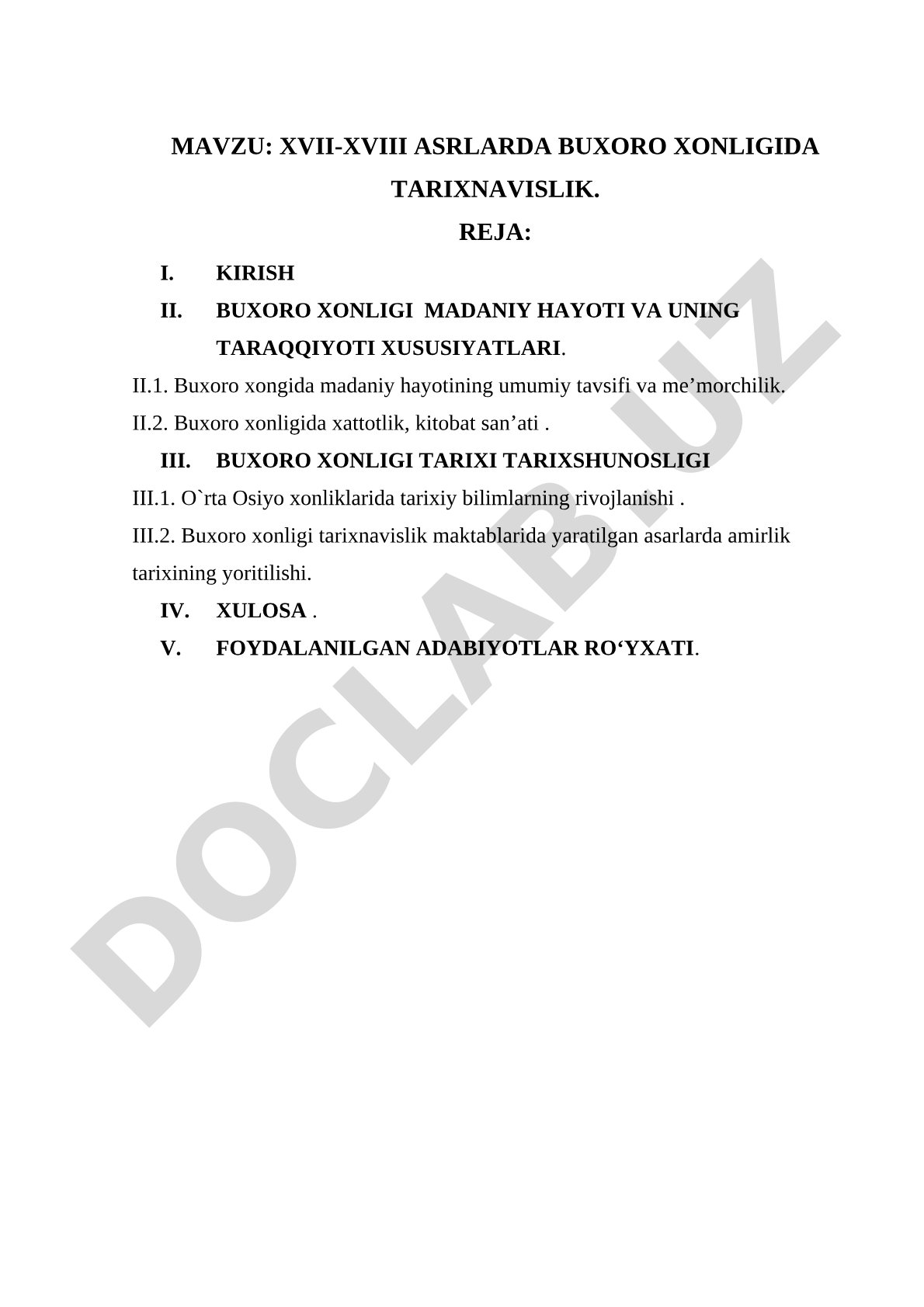 XVII-XVIII asrlarda Buxoro xonligida tarixnavislik