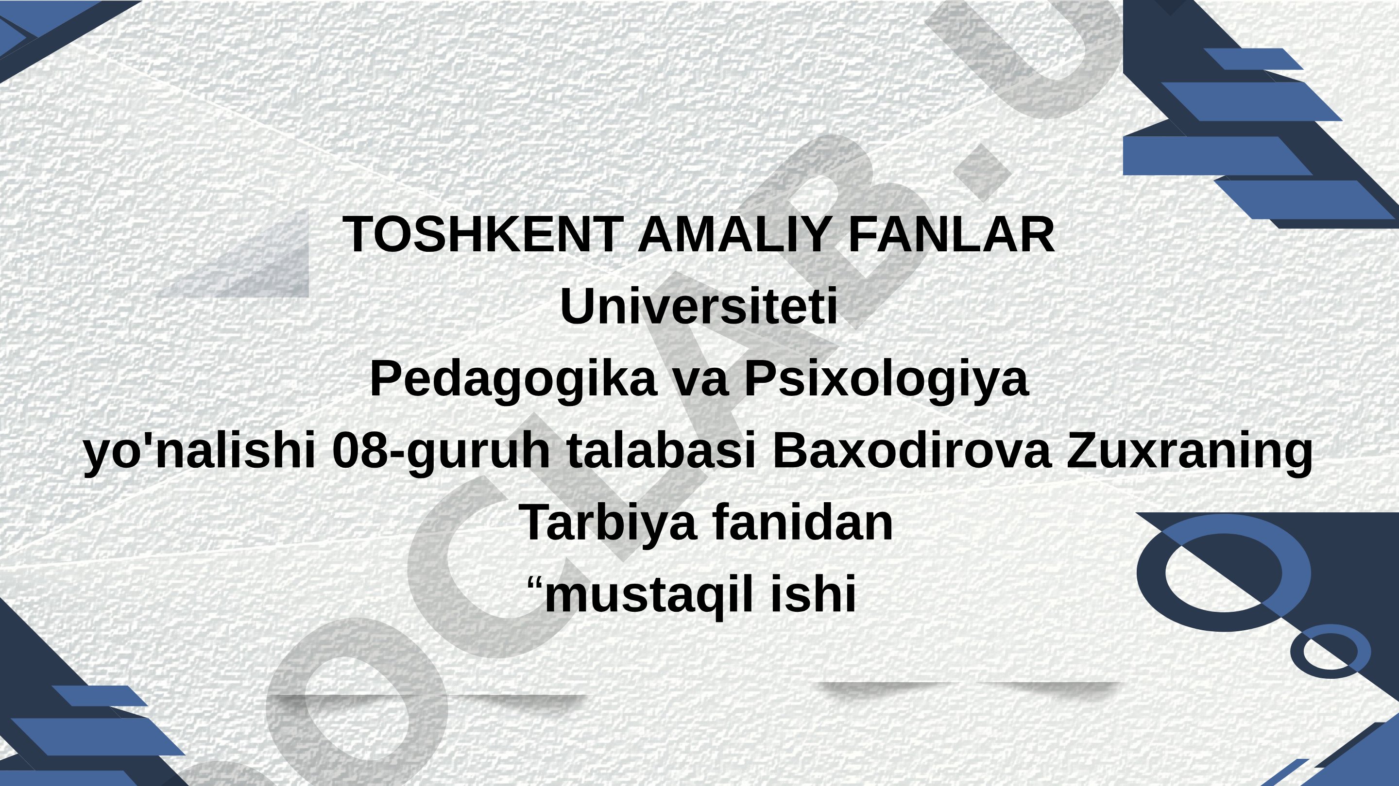 Umumum talim maktablarida o’quvchilarni axloqiy etik va estetik jihatdan rivojlantrish